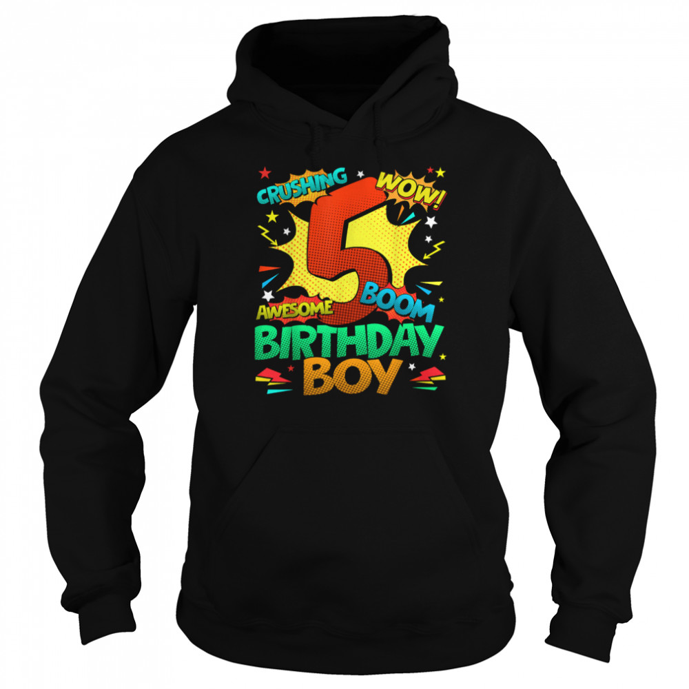 5th Birthday Kids Comic Style Kids Boys 5th Birthday shirt Unisex Hoodie