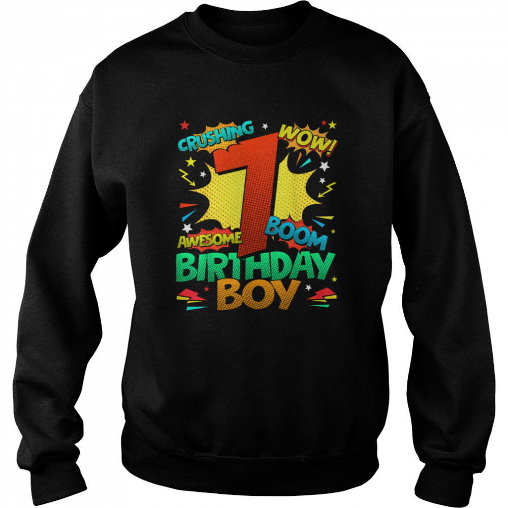 7th Birthday Kids Comic Style Kids Boys 7th Birthday shirt Unisex Sweatshirt