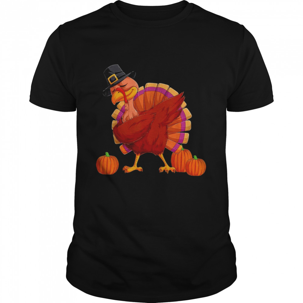 Dabbing Turkey Pumpkin Thanksgiving Day Pilgrim Boy Kid Classic Men's T-shirt