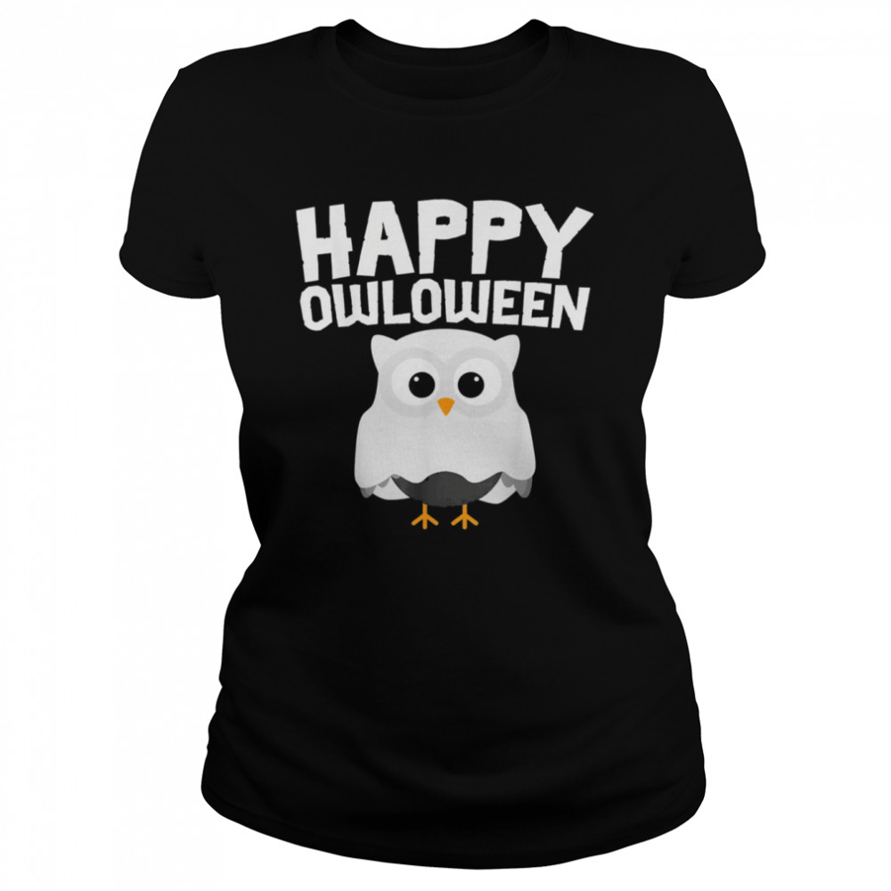 Happy Owloween Cute Ghost Owl Lovers Halloween shirt Classic Women's T-shirt