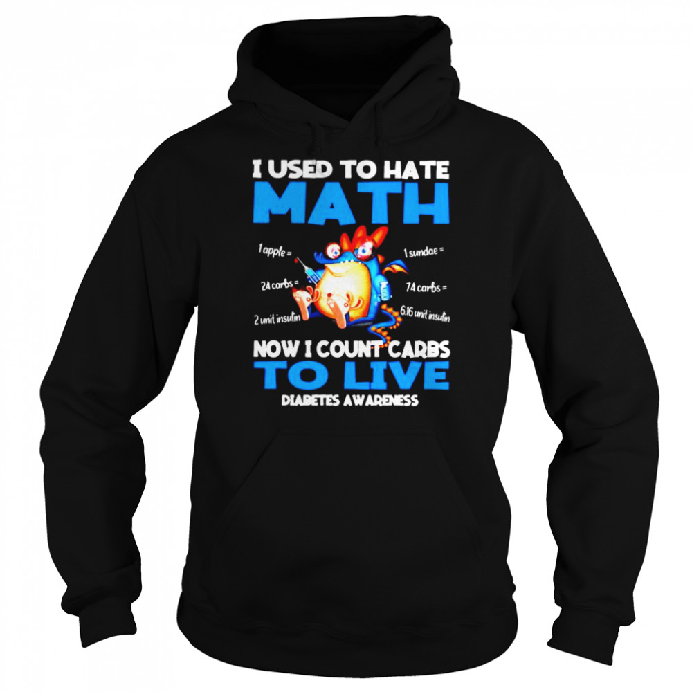 I used to hate math now I count carbs to live Diabetes Awareness shirt Unisex Hoodie