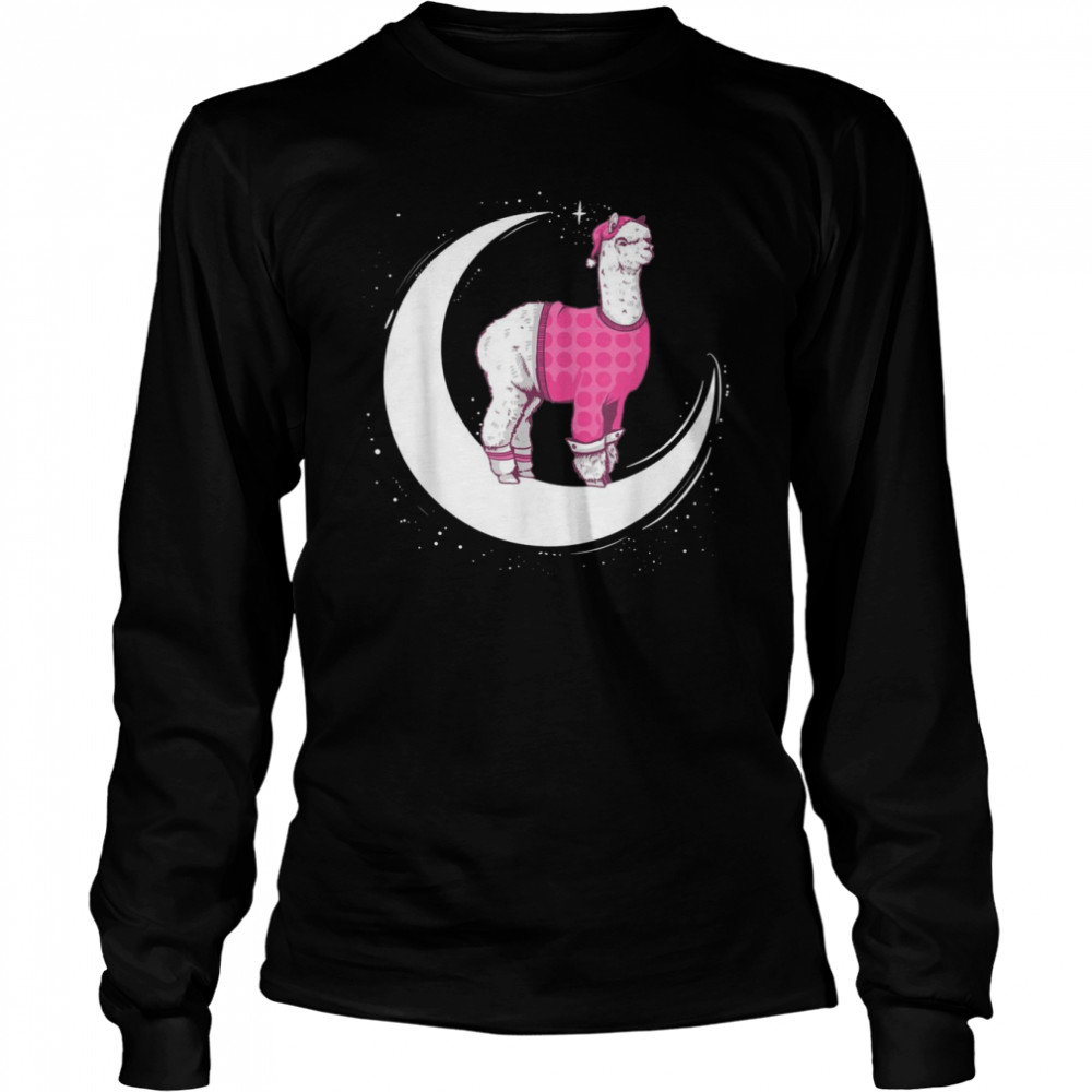 Llama Pajama Kawaii Moon Space Pastel Goth Girl Long Sleeved T-shirt