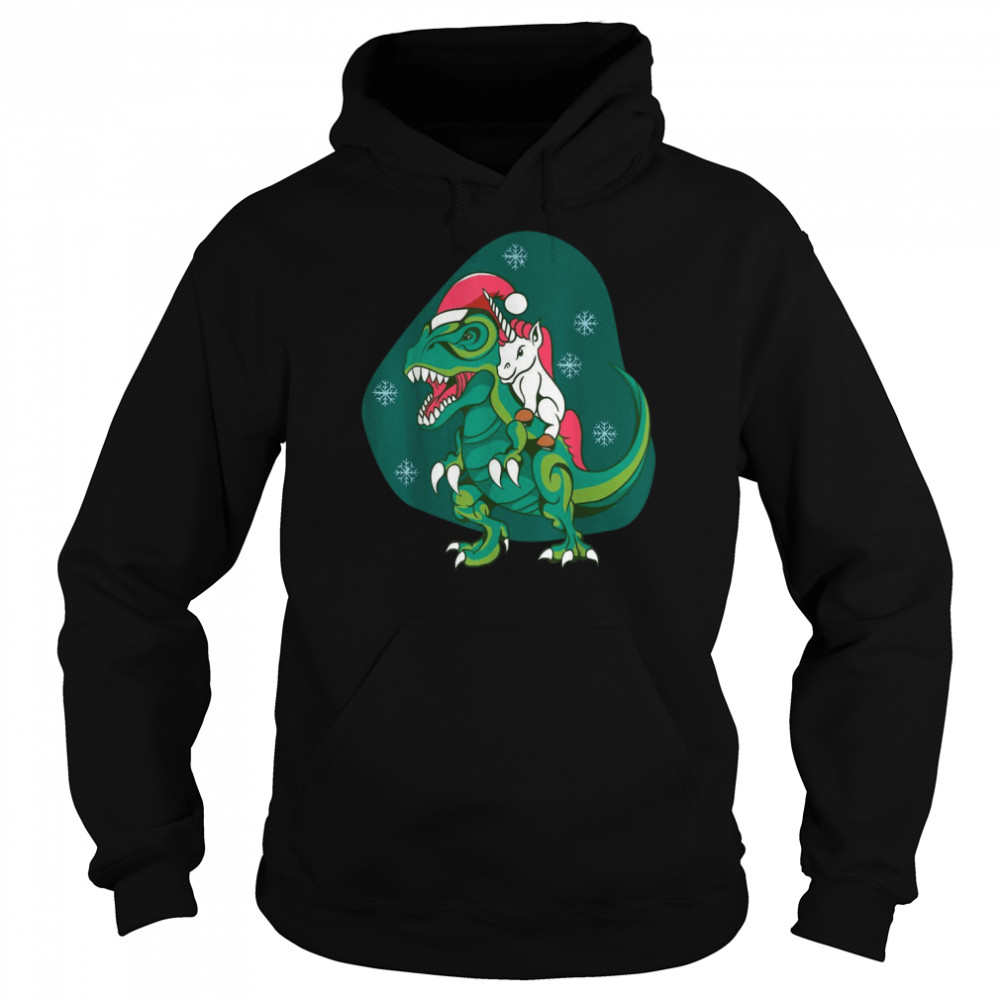 Unicorn Santa Claus Riding Dinosaurs Christmas cute Unisex Hoodie