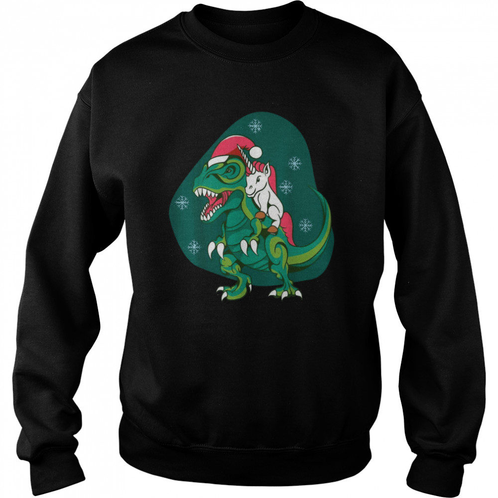 Unicorn Santa Claus Riding Dinosaurs Christmas cute Unisex Sweatshirt