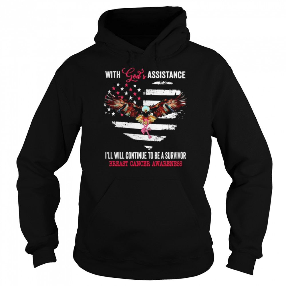 With God’s assistance I’ll continue to be a survivor Breast Cancer shirt Unisex Hoodie