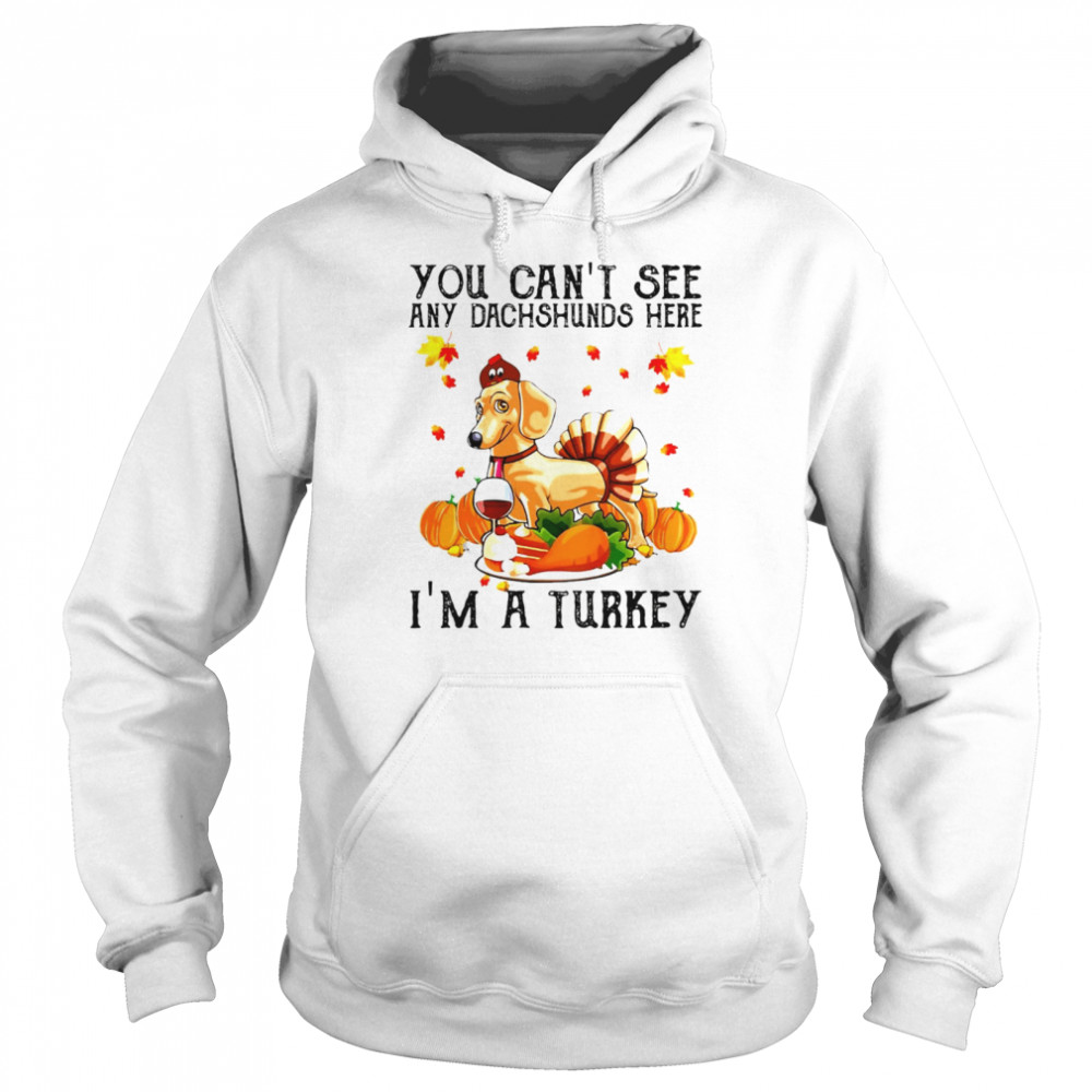 You Can’t See Any Dachshunds Here I’m A Turkey Thanksgiving 2021 T-shirt Unisex Hoodie