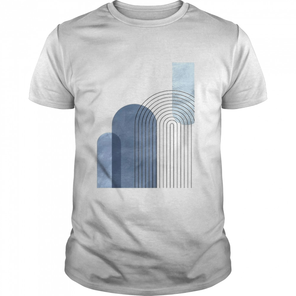 Mid Century Blue Geometric art shirt Classic Men's T-shirt