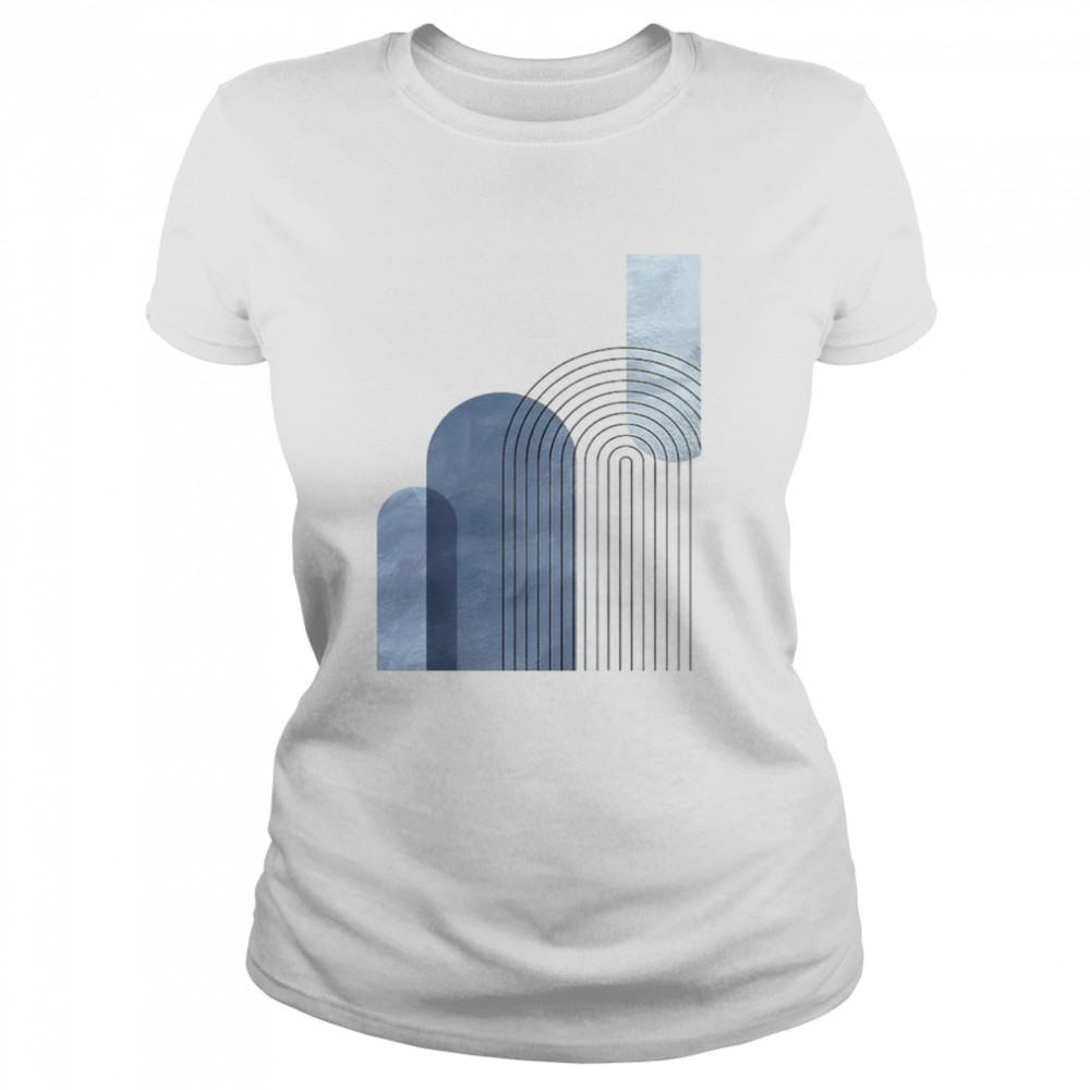 Mid Century Blue Geometric art shirt Classic Women's T-shirt