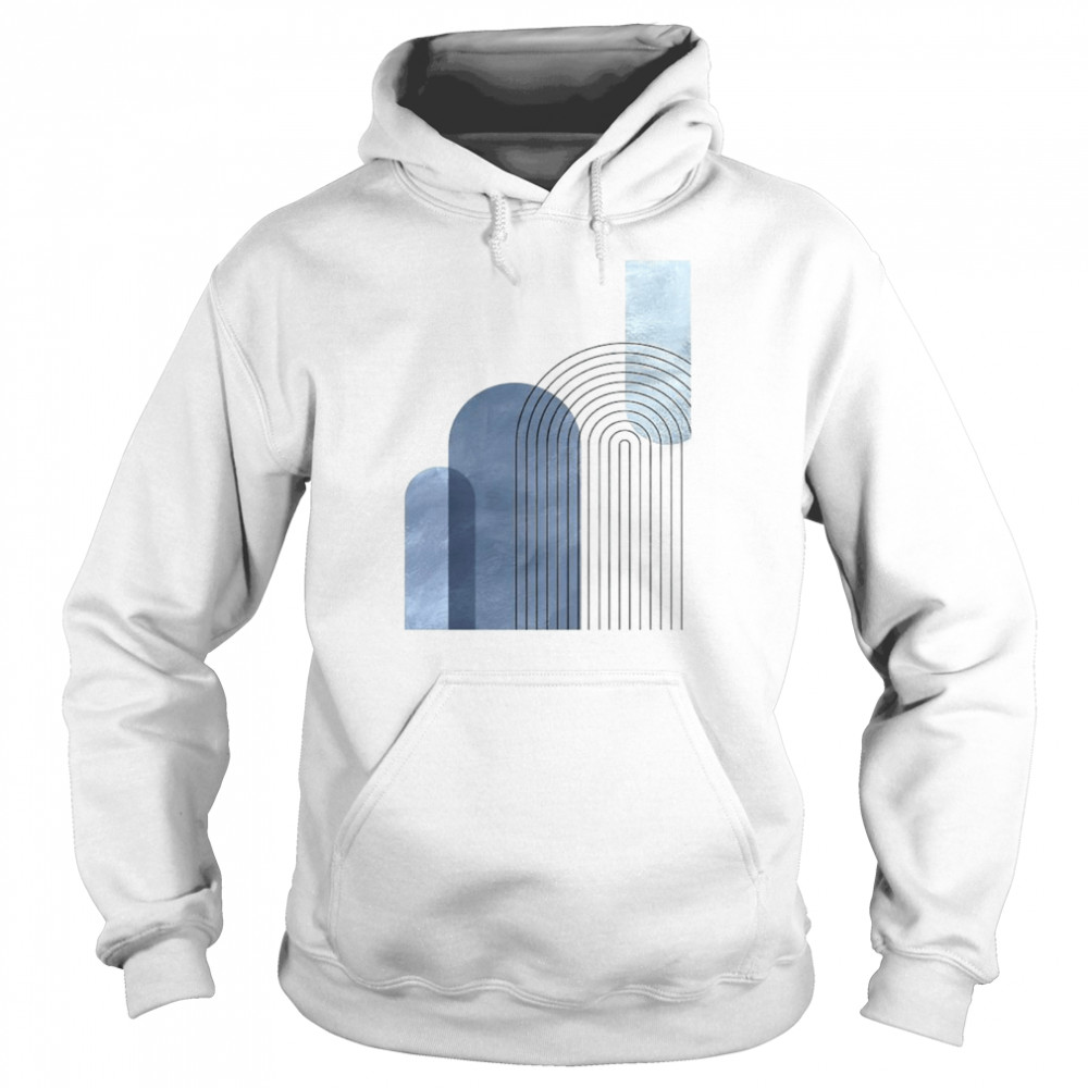 Mid Century Blue Geometric art shirt Unisex Hoodie