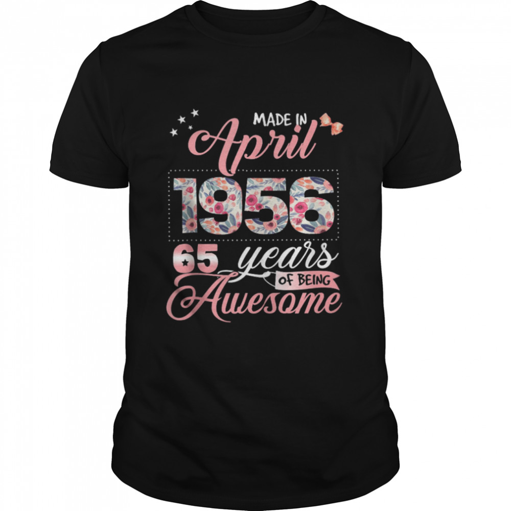 65th Birthday Floral Born in April 1956 Classic Men's T-shirt