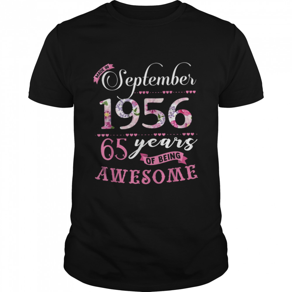 65th Birthday Floral Born In September 1956 Classic Men's T-shirt