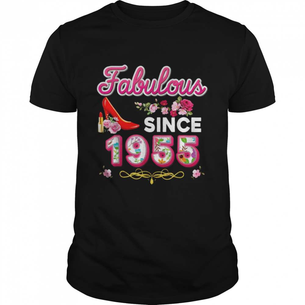 Fabulous Since 1955 Happy 65th Birthday Floral 65 Years Old shirt Classic Men's T-shirt