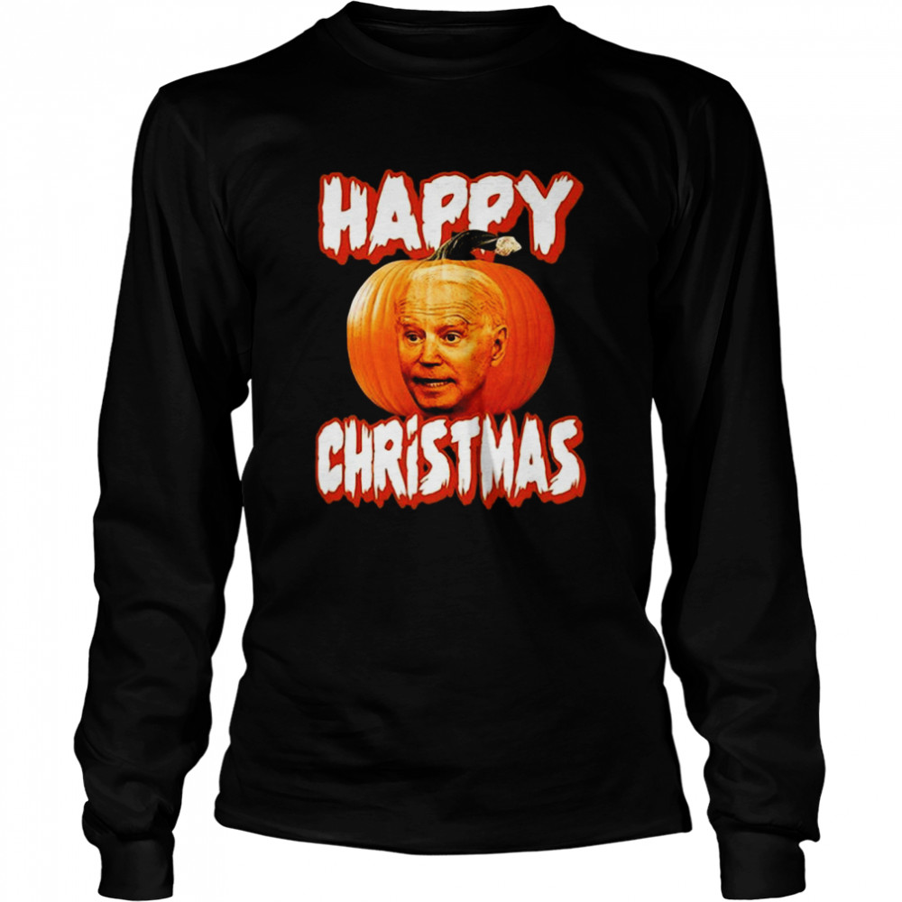 Joe Biden Pumpkin Happy Christmas Halloween Long Sleeved T-shirt