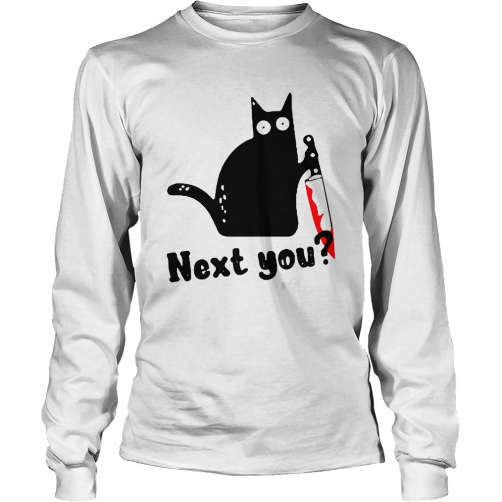 Murderous Black Cat with Knife shirt Long Sleeved T-shirt