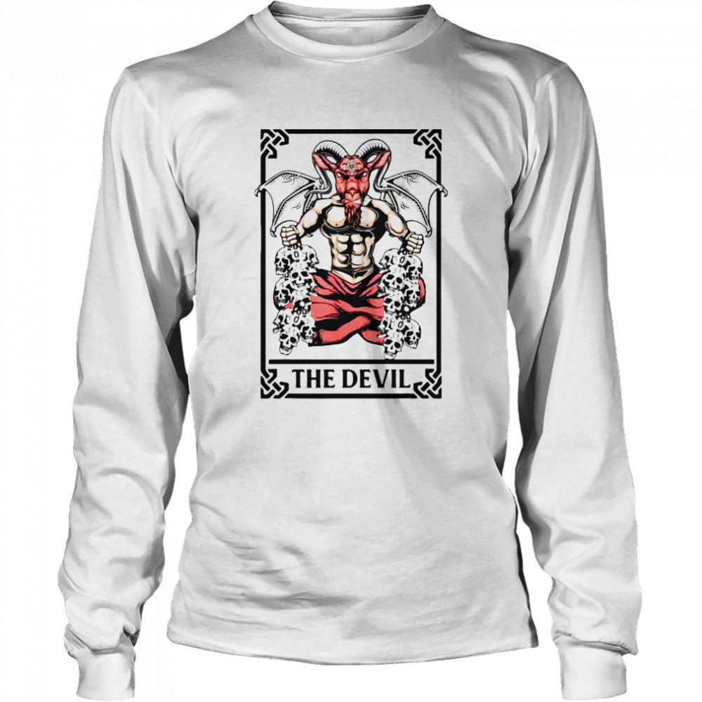 The devil CARD tarot Satan shirt Long Sleeved T-shirt