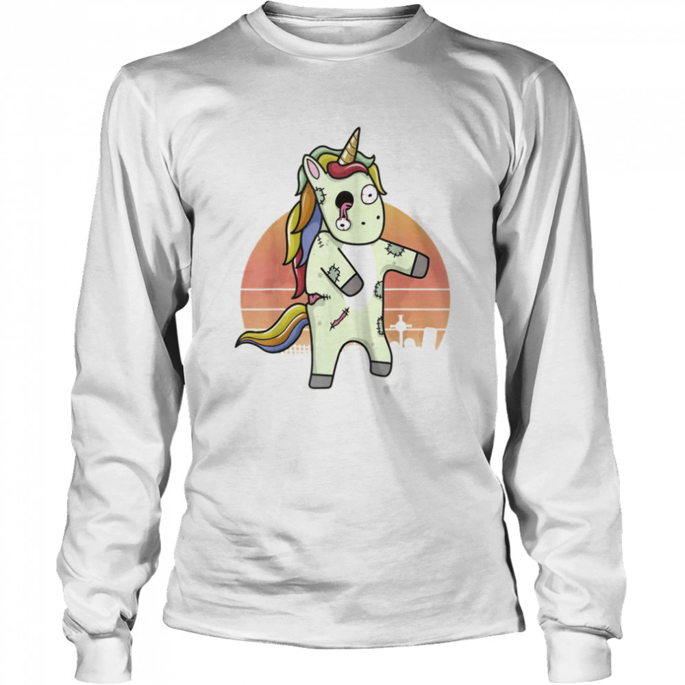 Unicorn Zombie Scary Halloween 2021 Graveyard Costume shirt Long Sleeved T-shirt