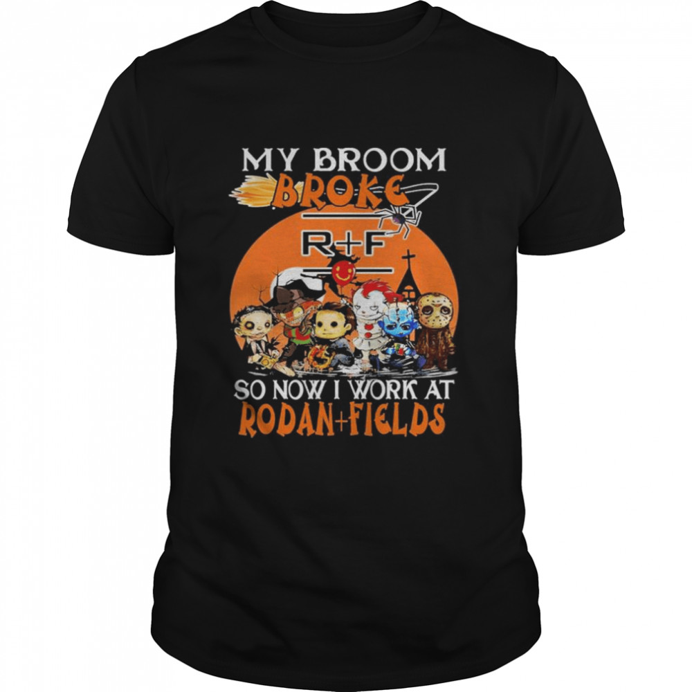 Horror movie character chibi my broom broke so now i work at Rodan + Fields halloween shirt Classic Men's T-shirt