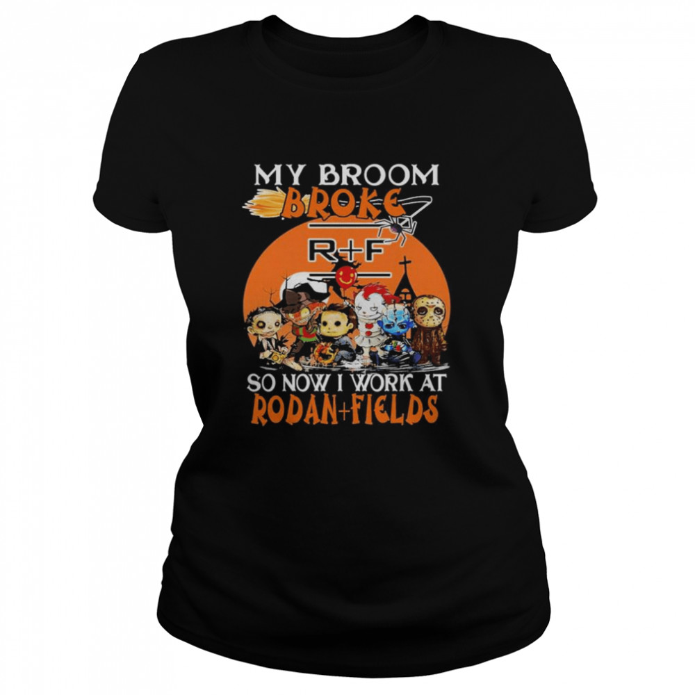 Horror movie character chibi my broom broke so now i work at Rodan + Fields halloween shirt Classic Women's T-shirt