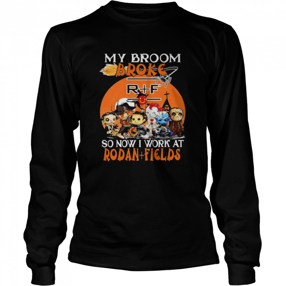 Horror movie character chibi my broom broke so now i work at Rodan + Fields halloween shirt Long Sleeved T-shirt