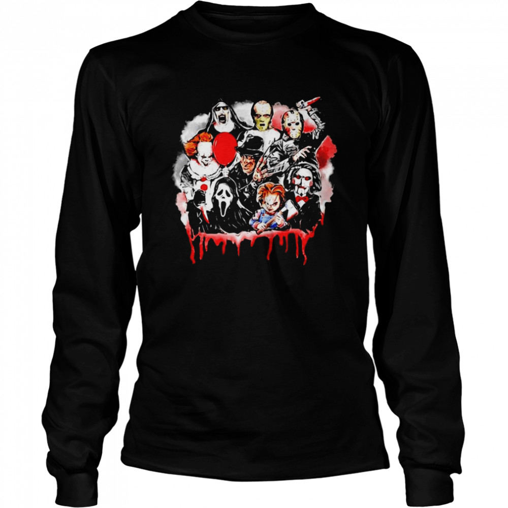 Horror Movie Characters Team Happy Halloween 2021 Long Sleeved T-shirt