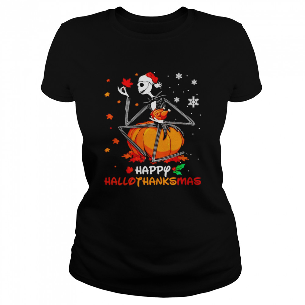 Jack Skellington Happy halloweenthanksmas Thanksgiving T-shirt Classic Women's T-shirt