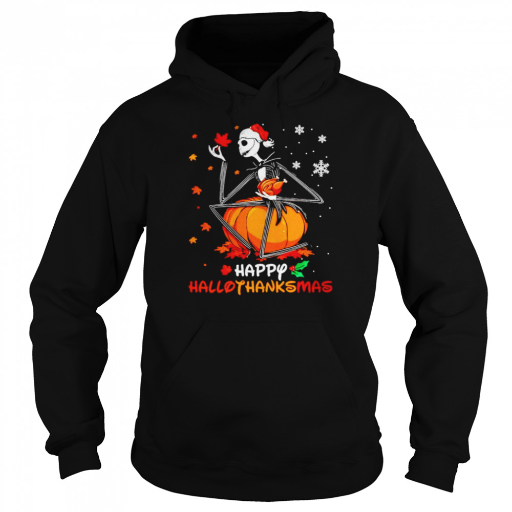 Jack Skellington Happy halloweenthanksmas Thanksgiving T-shirt Unisex Hoodie