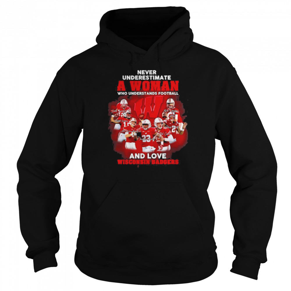 Never Underestimate A Woman Who Understands Football And Love Wisconsi shirt Unisex Hoodie