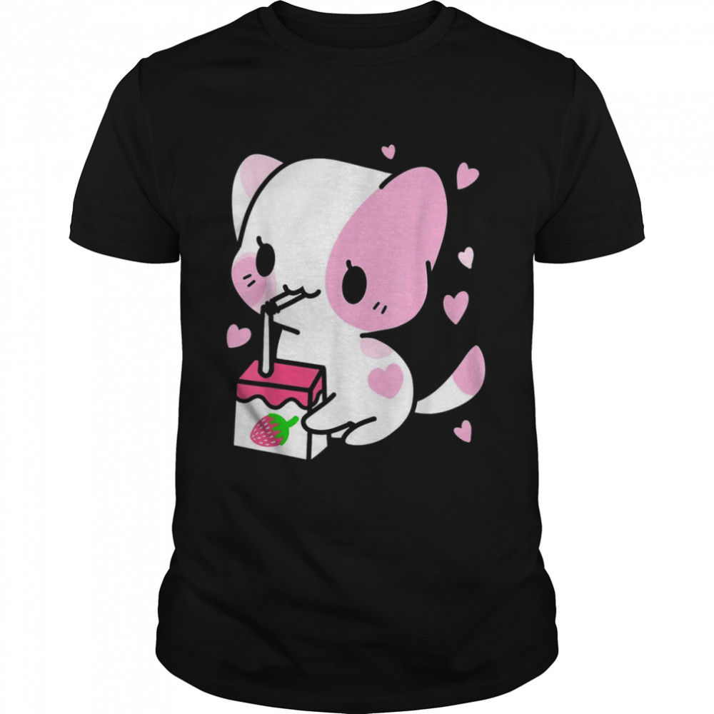 Strawberry Milk Chibi Cat Kawaii Nexo Anime  Classic Men's T-shirt