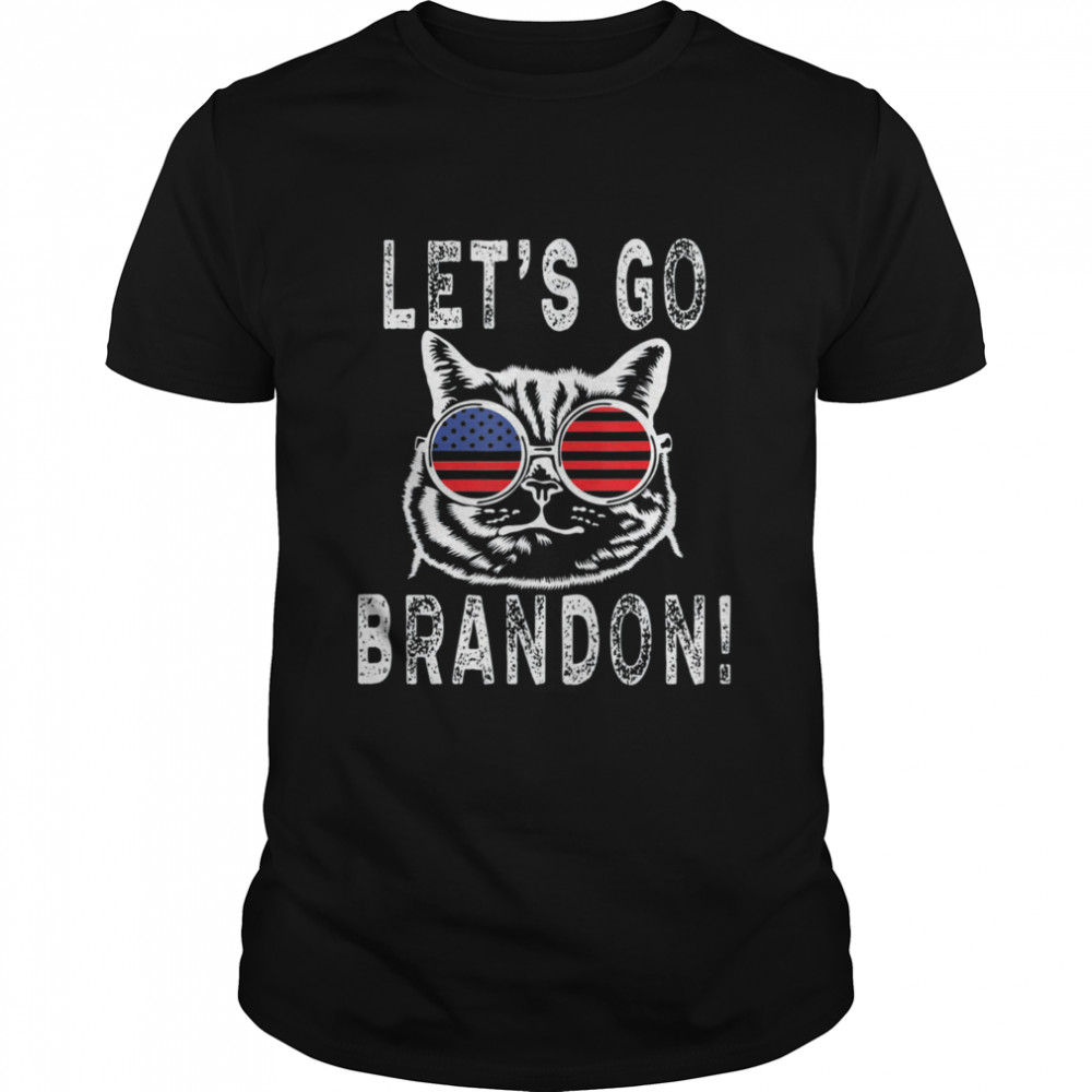 Let’s Go Brandon Joe Biden Chant Cat US Glasses T-Shirt