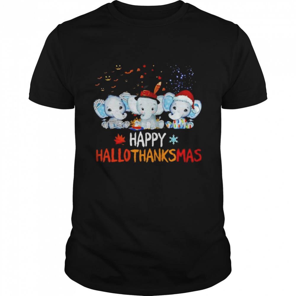 Premium elephant happy Hallothanksmas Halloween Thanksgiving Xmas shirt Classic Men's T-shirt