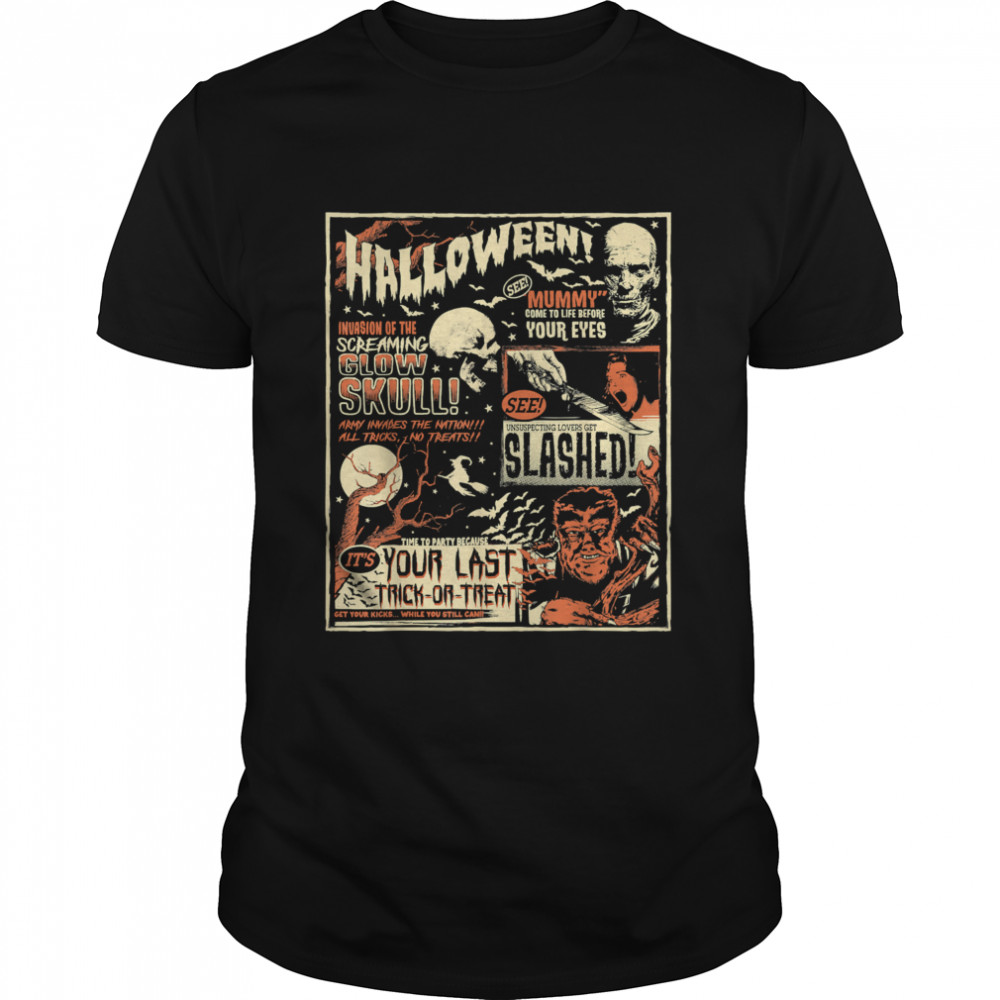 Vintage Horror Movie Shirts Poster Terror Old Time Halloween T-Shirt
