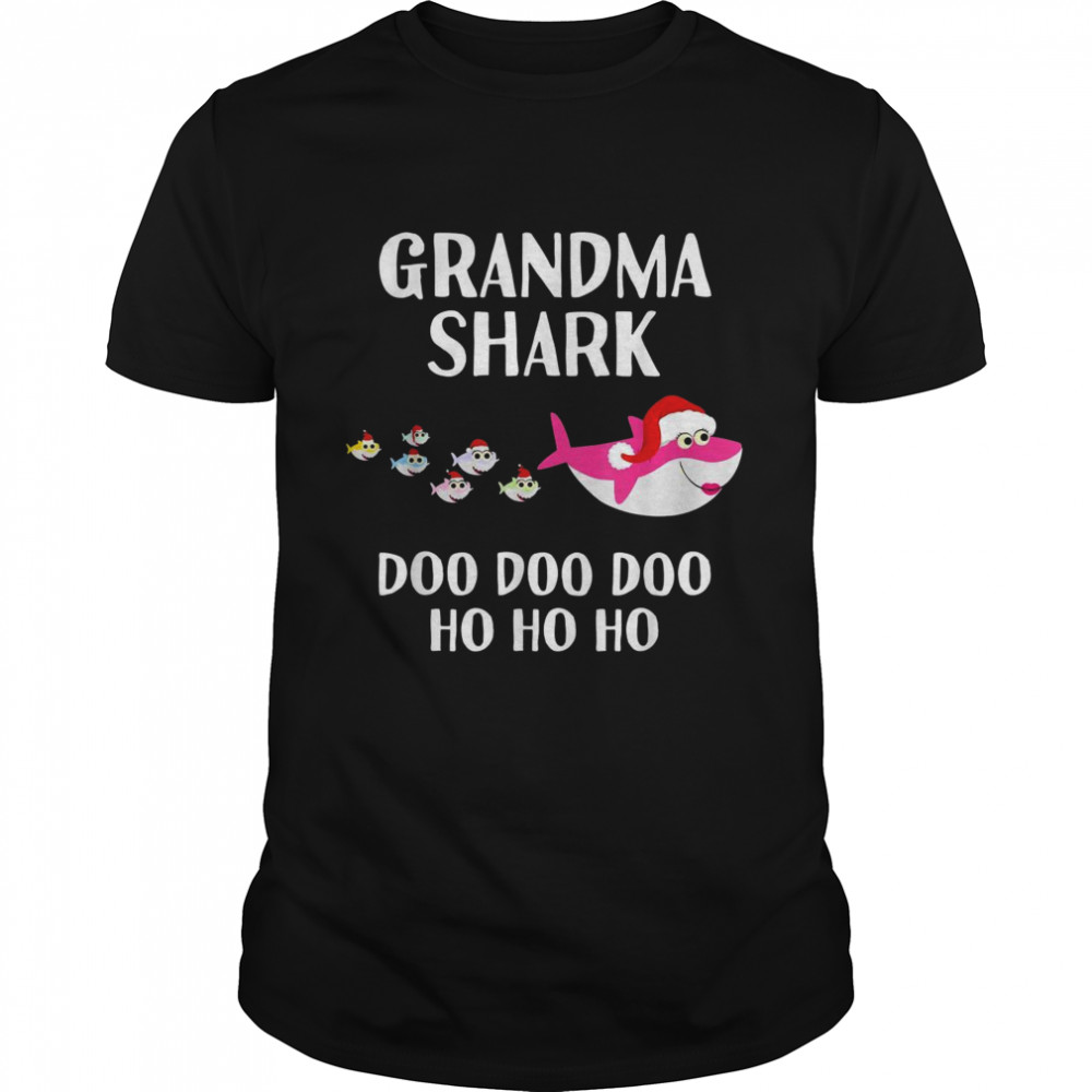 Grandma Claus Shark Santa Christmas Matching Family Shirt