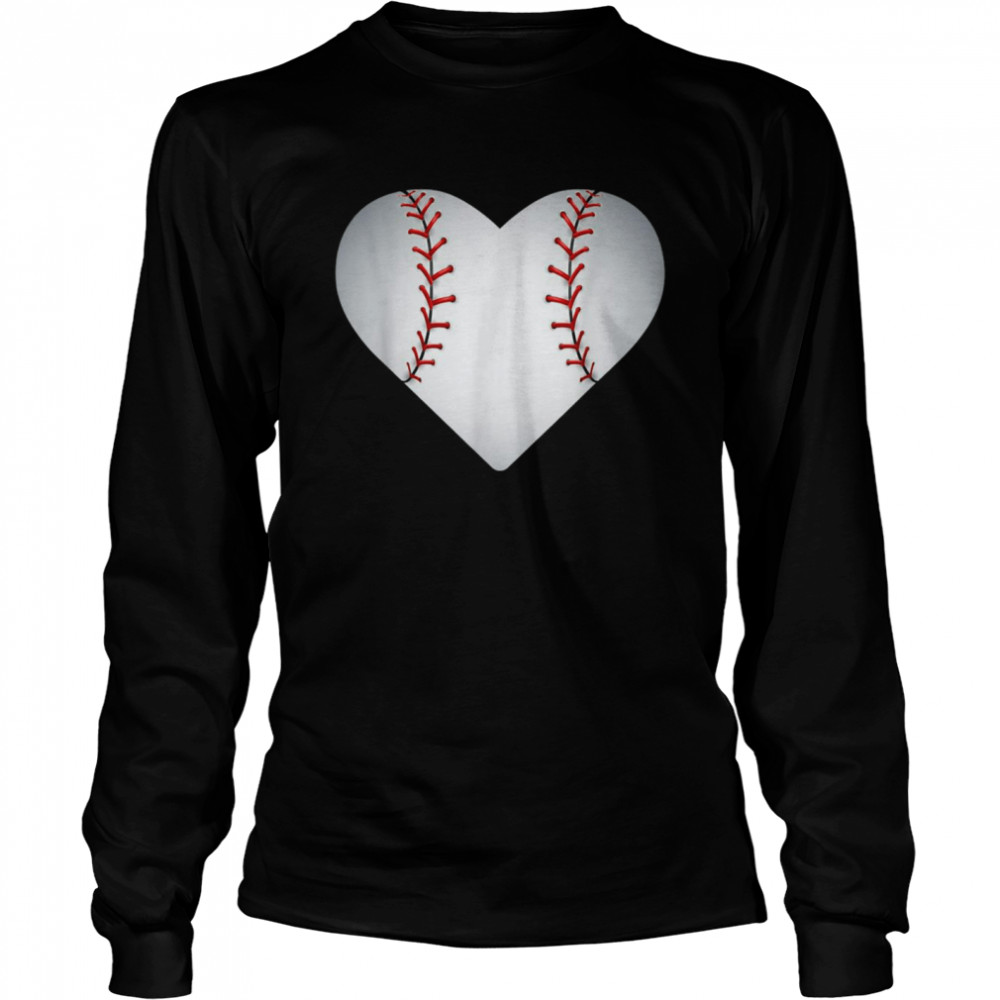 Baseball Softball Heart Long Sleeved T-shirt