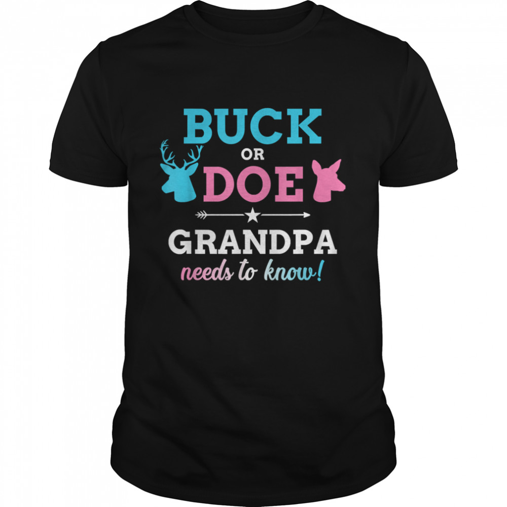 Gender reveal buck or doe grandpa matching baby party T-Shirt