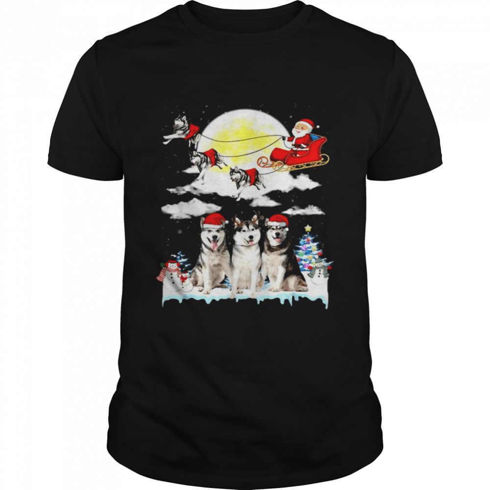 Husky Dog Santa Sleigh Christmas Classic Men's T-shirt