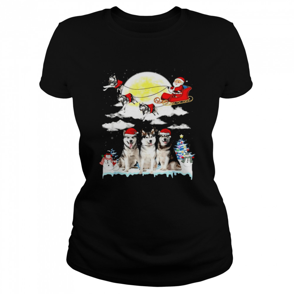 Husky Dog Santa Sleigh Christmas Classic Women's T-shirt