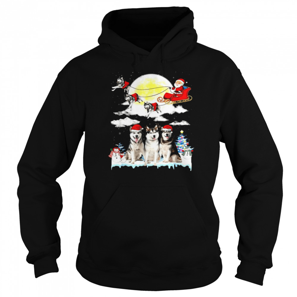 Husky Dog Santa Sleigh Christmas Unisex Hoodie