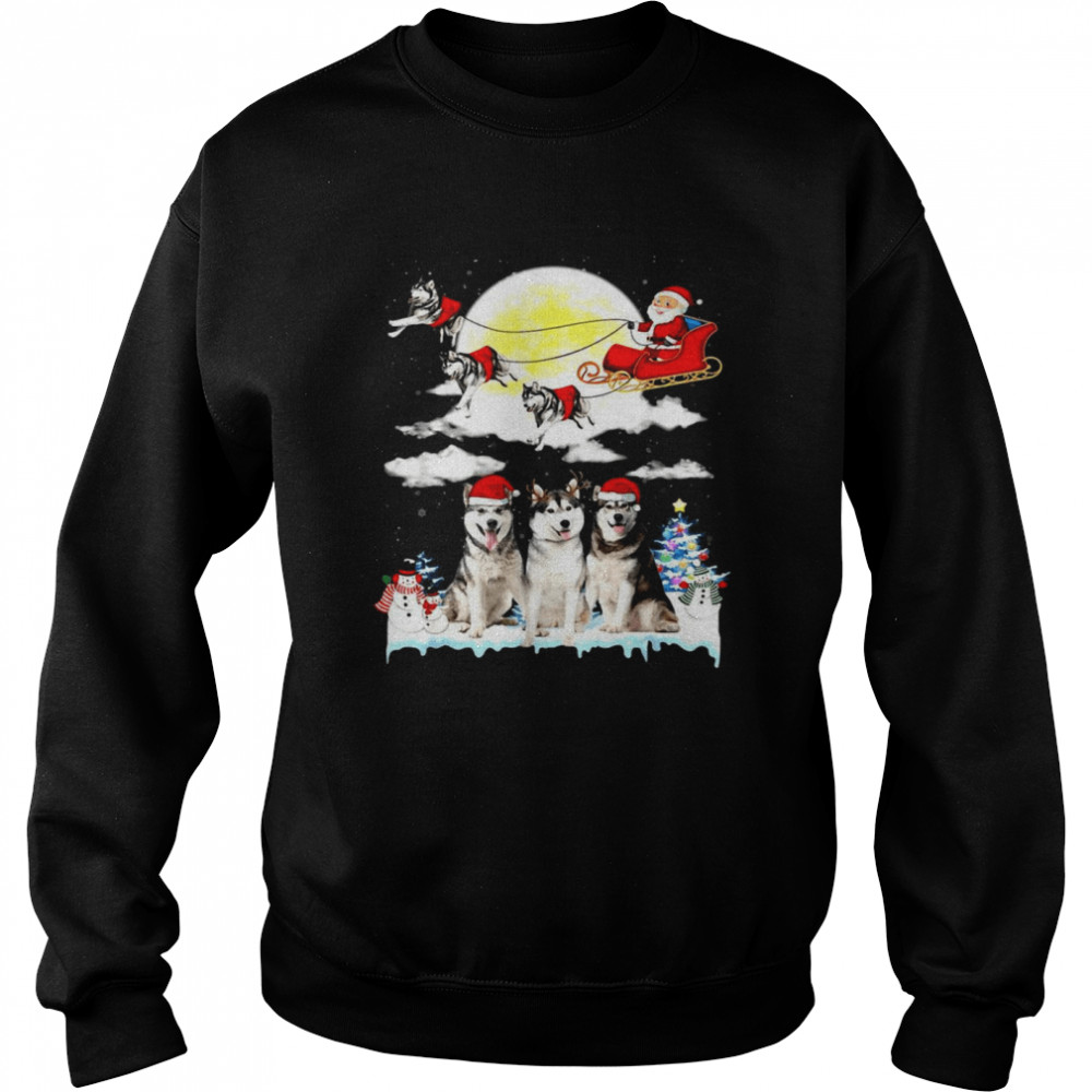 Husky Dog Santa Sleigh Christmas Unisex Sweatshirt