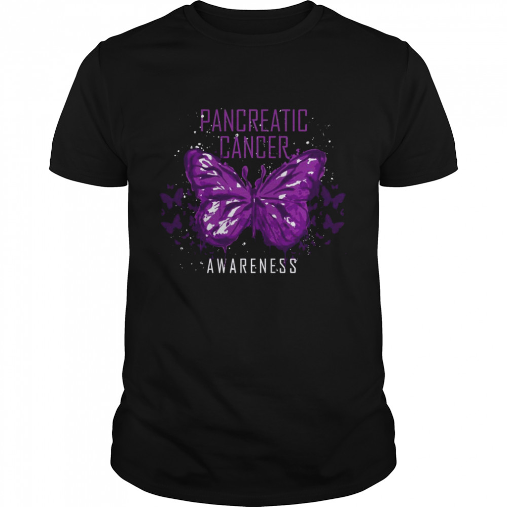 Insect Purple Ribbon Butterfly Pancreatic Cancer Awareness  Classic Men's T-shirt