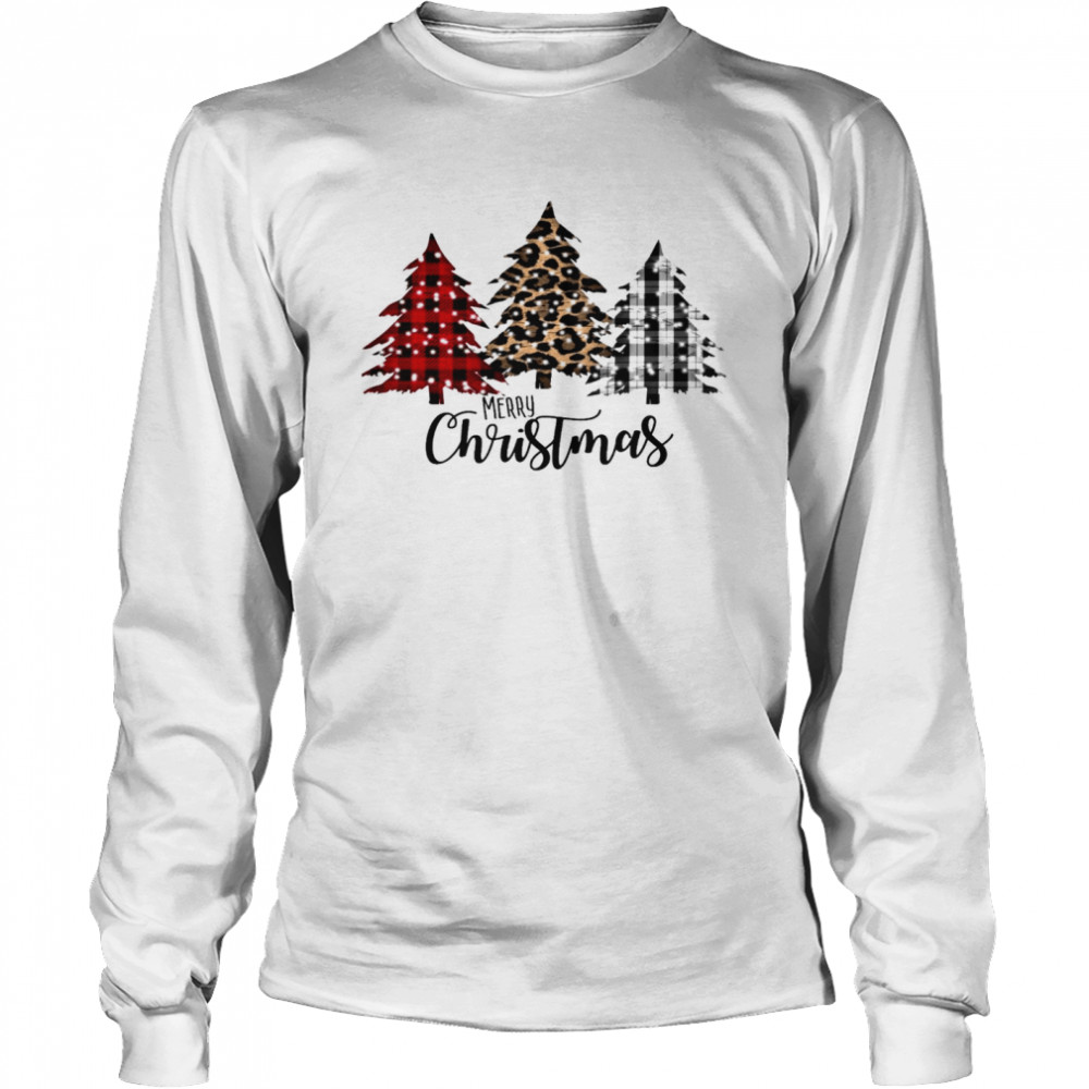 Merry christmas tree leopard shirt Long Sleeved T-shirt