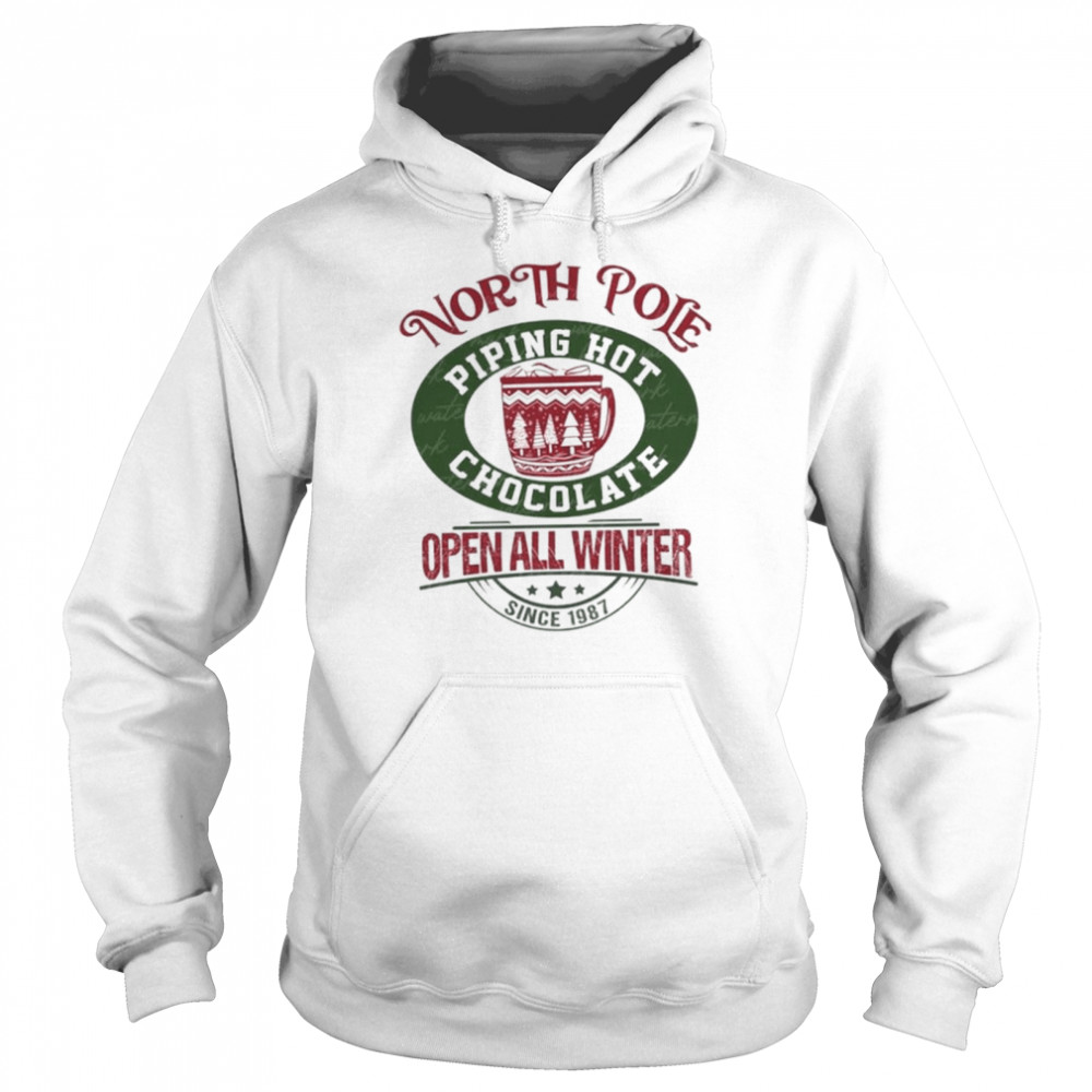 North pole piping hot chocolate merry christmas shirt Unisex Hoodie