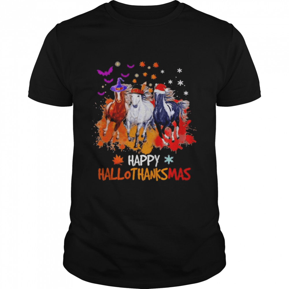 Horse Halloween Happy HalloThanksMas 2021 T-Shirt