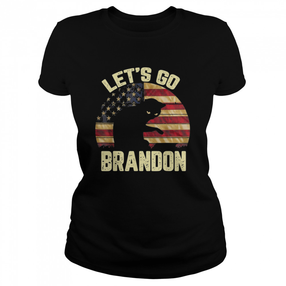 Let’s Go Brandon US Flag ANGRY CAT Classic Women's T-shirt
