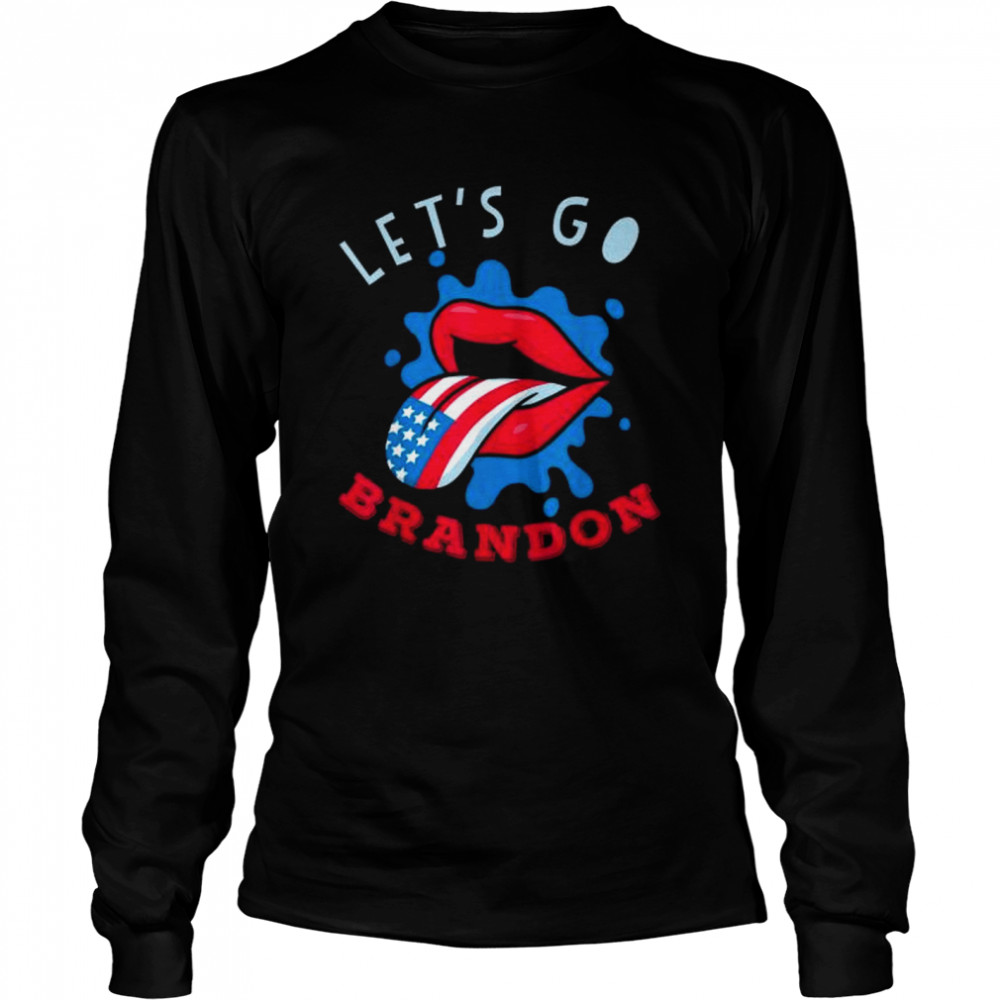 Let’s Go Brandon Usa Tongue Flag Tee Long Sleeved T-shirt