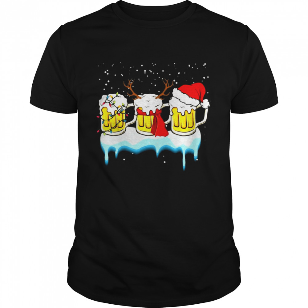Three Glass Of Beer Santa Reindeer Christmas Tl Sweater Shirt