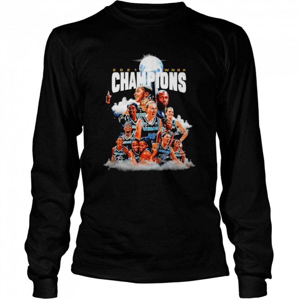 Chicago Sky 2021 WNBA Champions signatures T-shirt Long Sleeved T-shirt