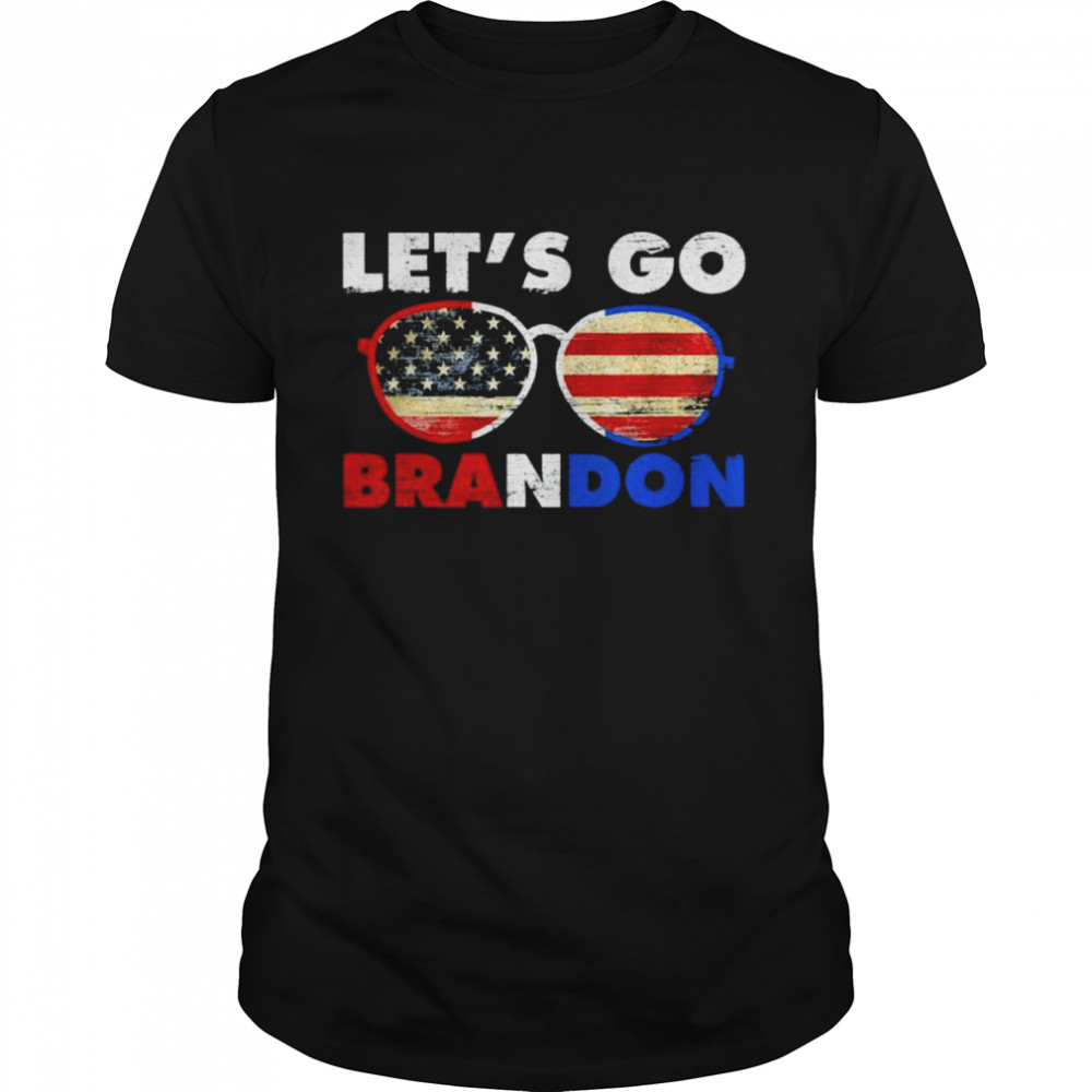 Let’s Go Brandon Conservative Anti Liberal US Flag Sunglass Tee Shirt