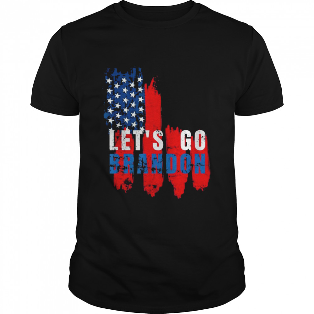 Let's Go Brandon Faded Style USA Flag Patriotic Conservative T-shirts S-3XL NEW 