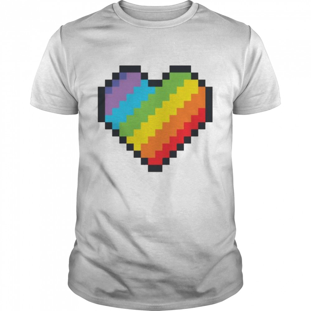 LGBT Pride Rainbow Pixel Art Heart Gaymer Classic Men's T-shirt