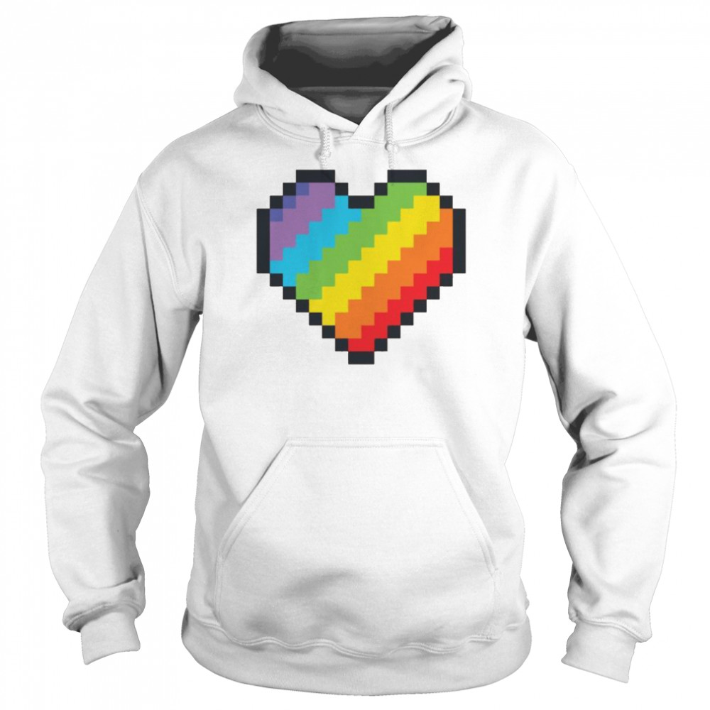 LGBT Pride Rainbow Pixel Art Heart Gaymer Unisex Hoodie